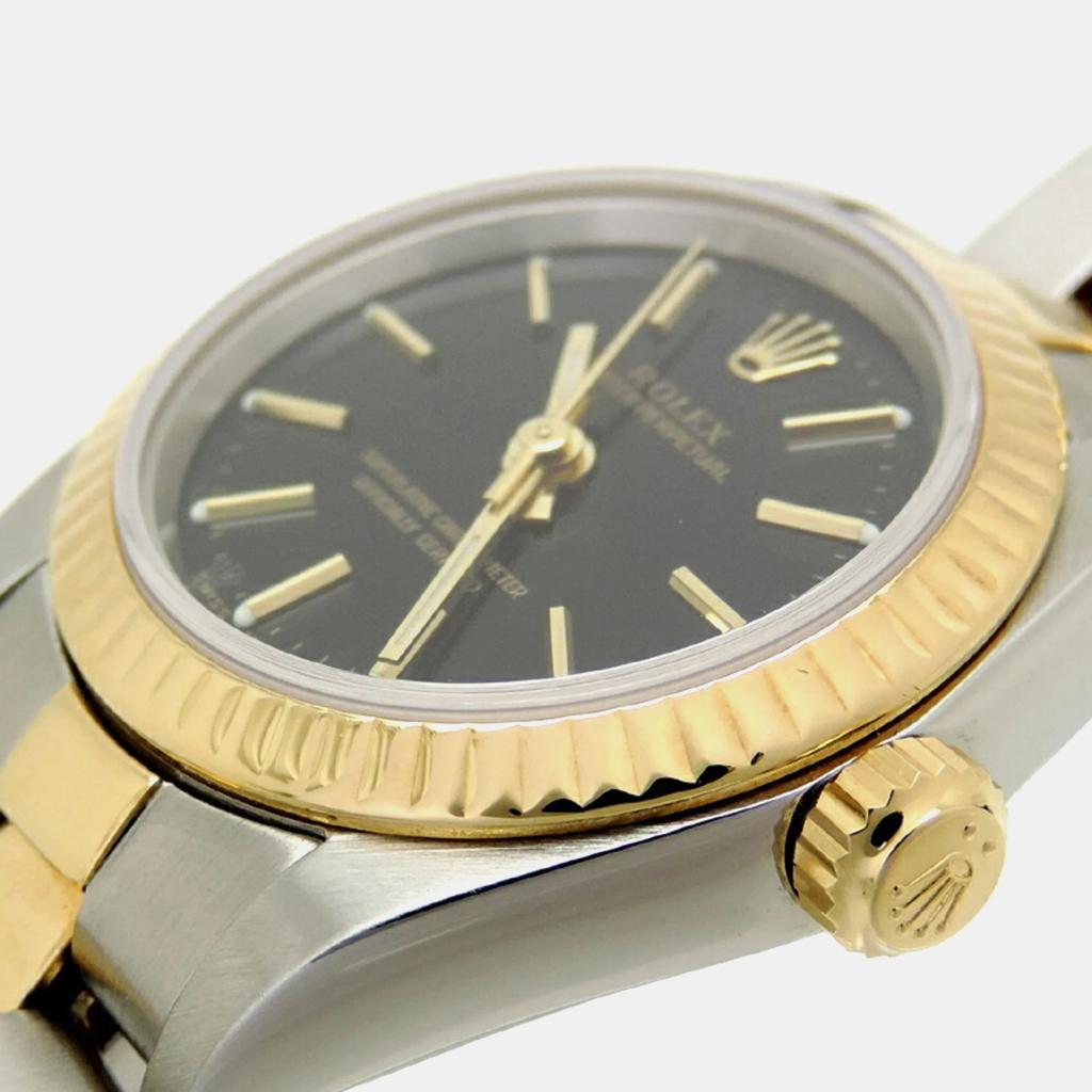 Rolex Rolex Black 18k Yellow Gold Stainless Steel Oyster Perpetual 76193 Automatic Women's Wristwatch 24 mm