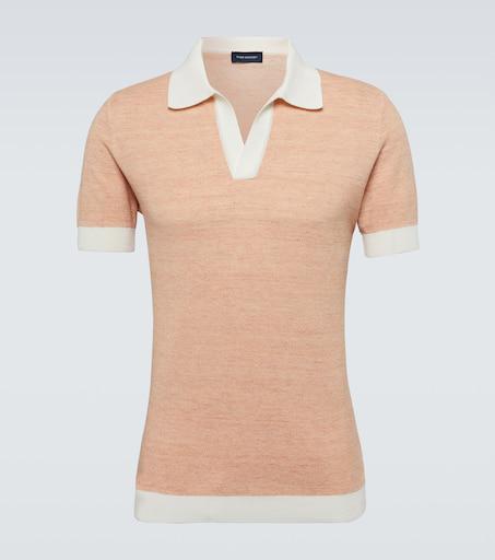 Thom Sweeney Knitted cotton and linen polo shirt