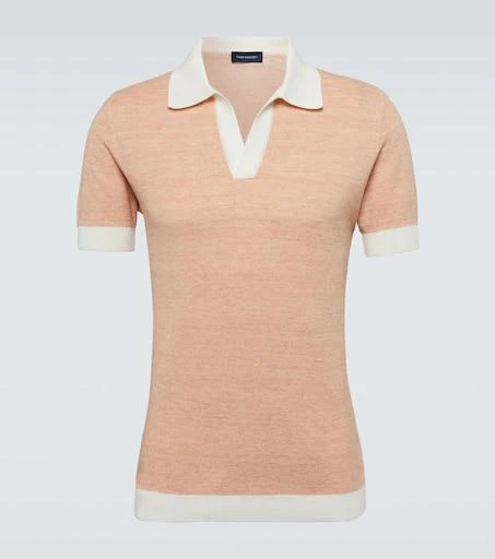 Thom Sweeney Knitted cotton and linen polo shirt 1