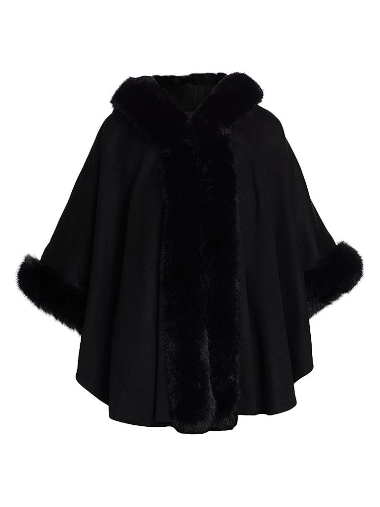 Sofia Cashmere Whipstitch Faux-Fur Hooded Cape 1