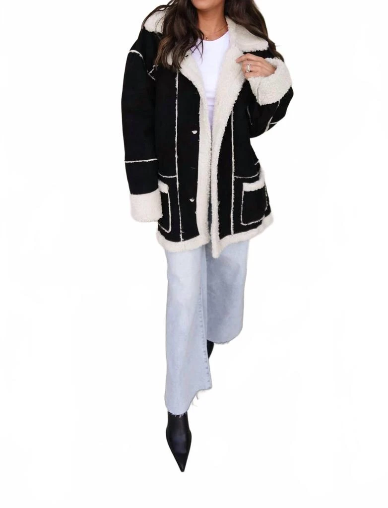 Klesis Sherpa-Lined Faux Suede Jacket In Black