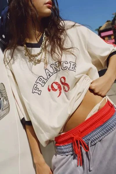 Urban Outfitters 1998 France Oversized V-Neck Jersey Tee 1