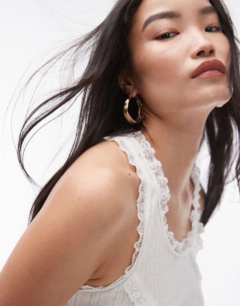 Topshop Topshop pointelle frill racer vest in white 3