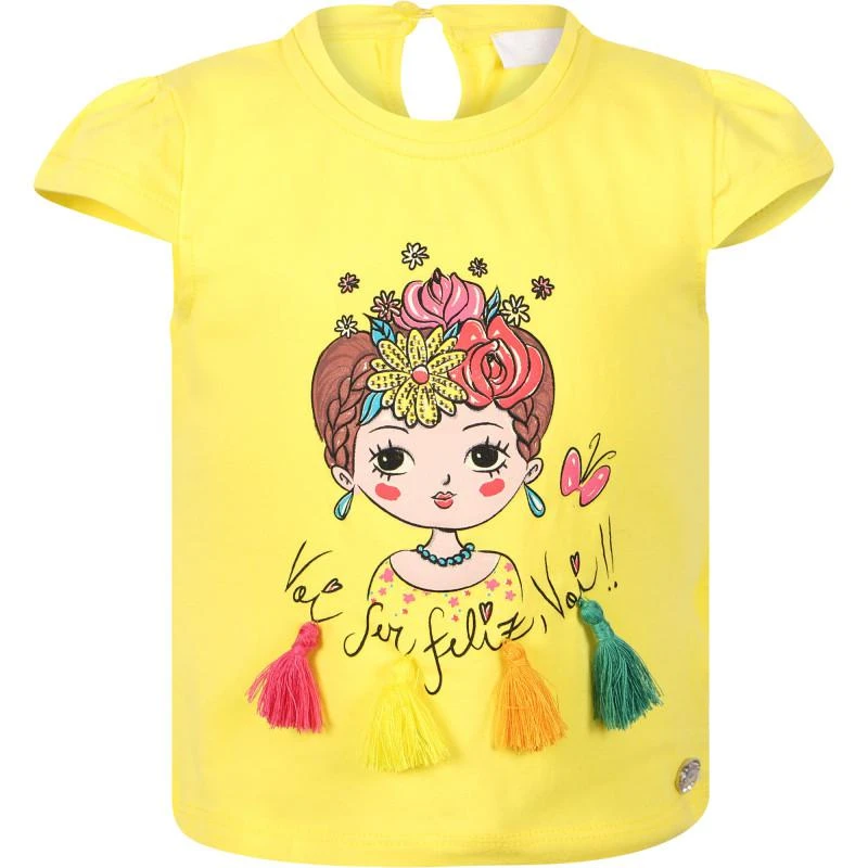 BYBLOS Vou ser feliz tassels detailing top in yellow 1