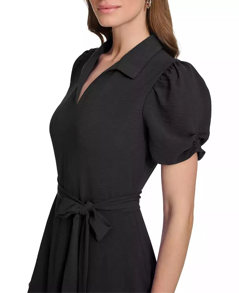 DKNY Women's Tie-Waist Point Collar A-Line Dress 4