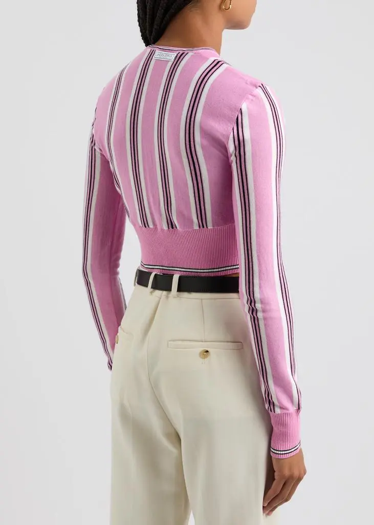 Jacquemus Le Cardigan Spiaggia striped cropped wool-blend cardigan 3