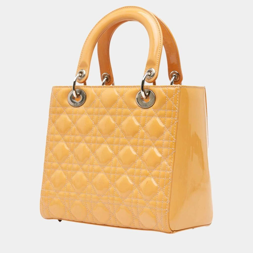 Dior Dior Yellow Medium Patent Cannage Lady Dior Tote Bag 3