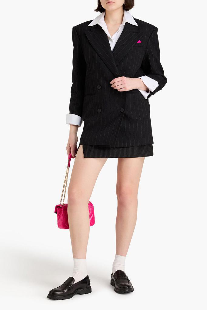 Sandro Double-breasted pinstriped tweed blazer