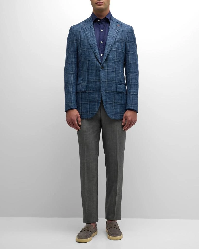 Isaia Men's Blue Windowpane Check Sports Jacket 2