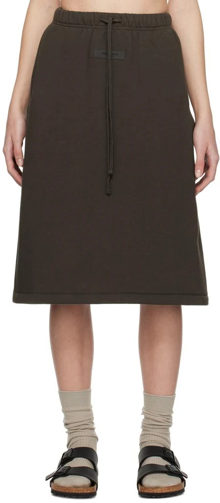 Essentials Gray Drawstring Midi Skirt 1