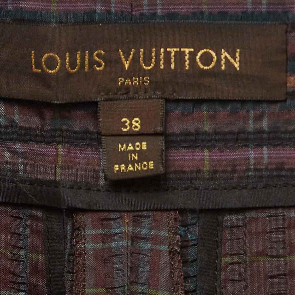 Louis Vuitton Louis Vuitton Multicolor Checkered Silk Blend Tie Detail Pants M 4