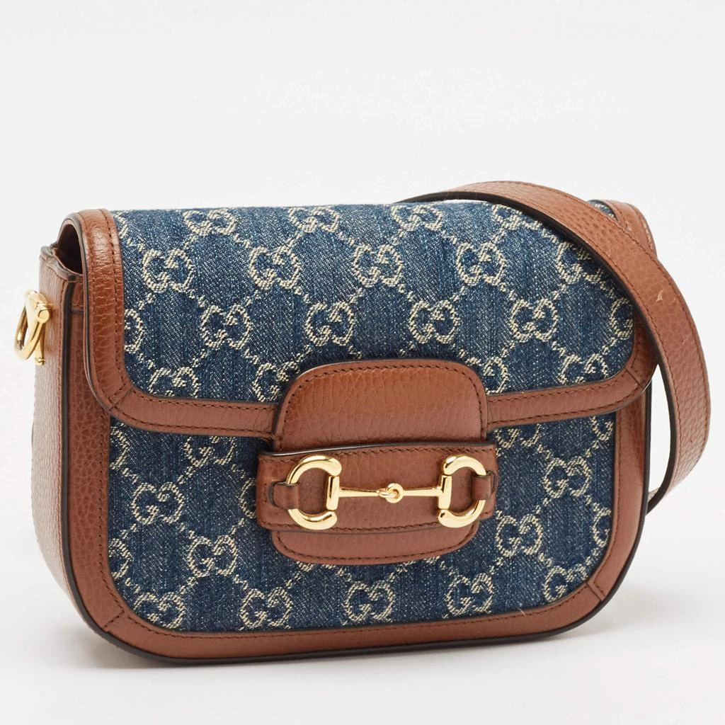 Gucci Gucci Blue/Brown GG Denim and Leather Horsebit 1955 Shoulder Bag 3