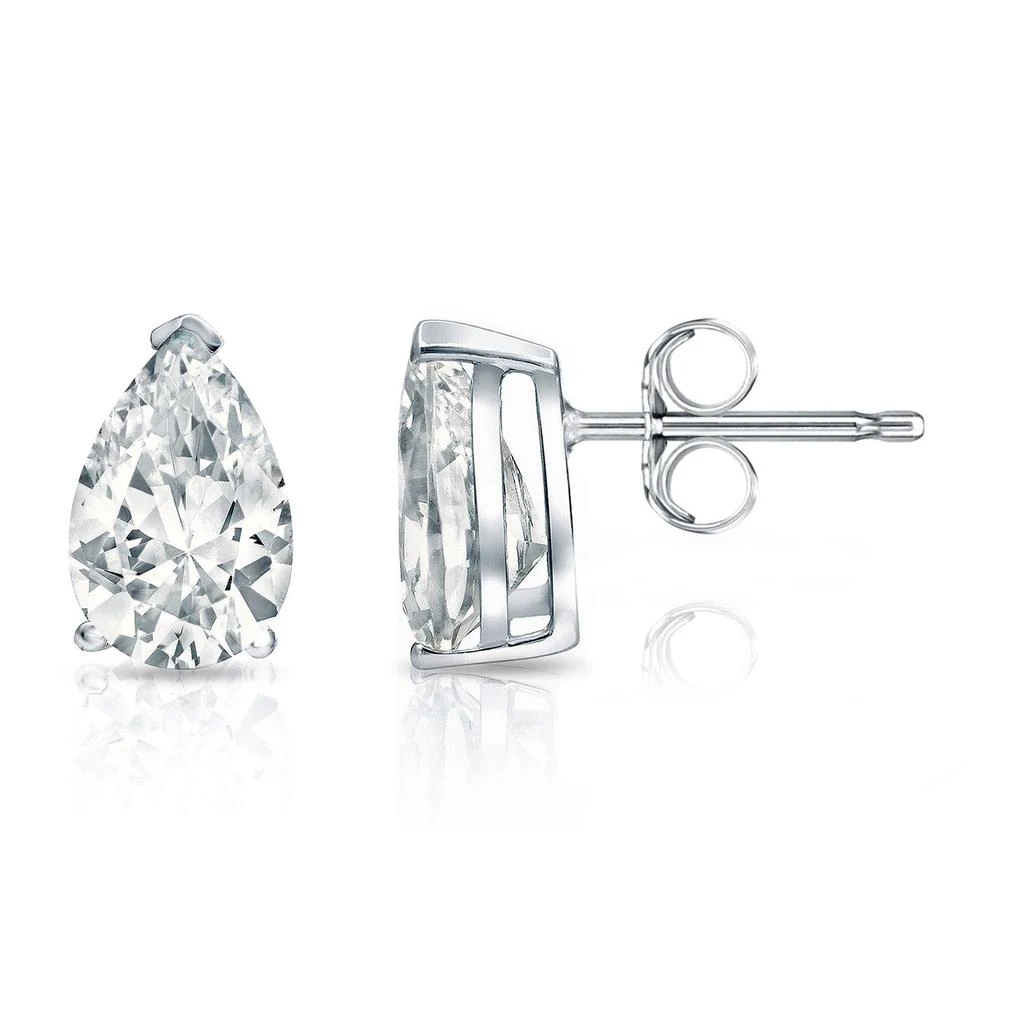Sabrina Designs Lab Grown Diamonds 14K Gold Lab Grown Diamond Pear V Prong Stud Earrings 2.50ct
