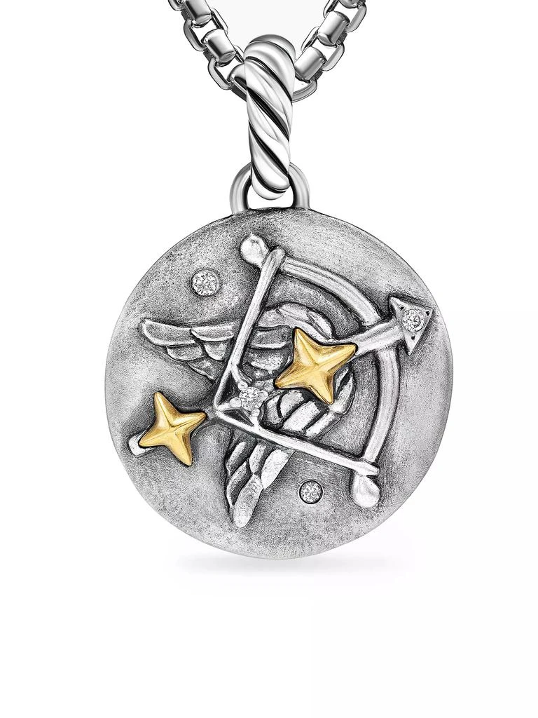 David Yurman Sagittarius Amulet in Sterling Silver with 18K Yellow Gold and Diamonds, 19MM 4