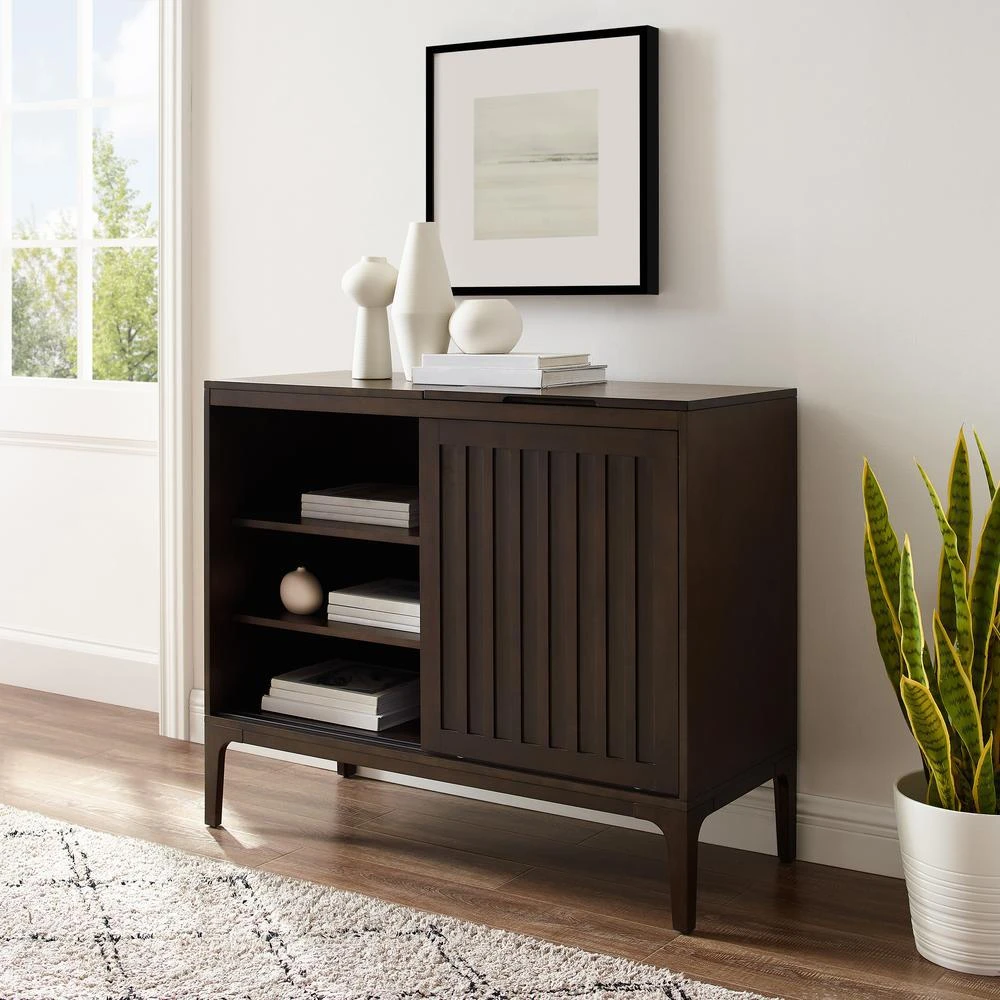 Crosley Asher Record Storage Media Console Dark Brown 4