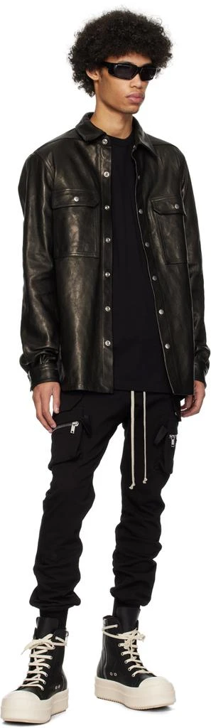 Rick Owens Black Waxed Leather Jacket 4