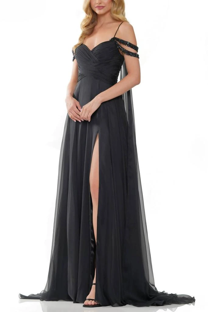 COLORS DRESS Colors Dress - Side-drapes Long Chiffon A-line Prom Gown