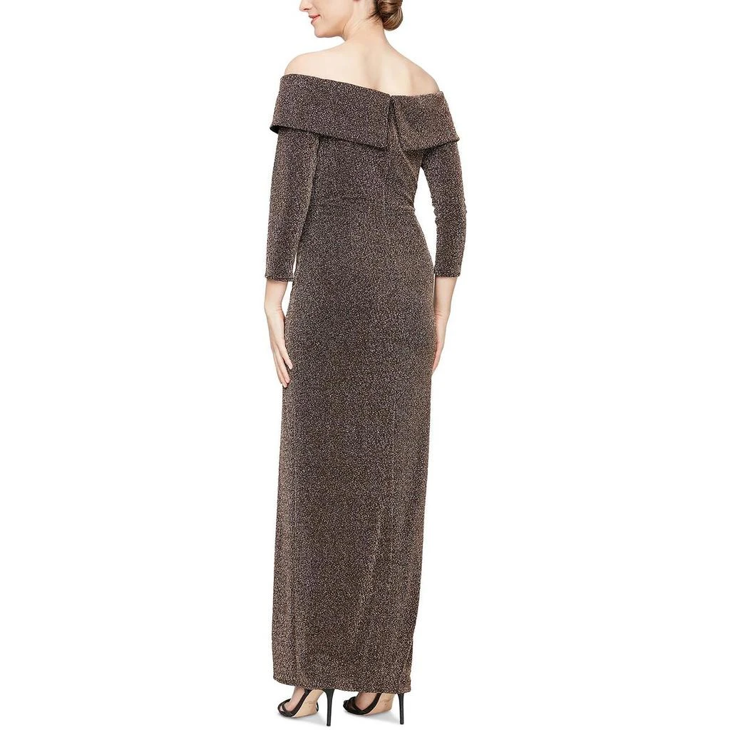 Alex Evenings Womens Metallic Off-The-Shoulder Evening Dress 2