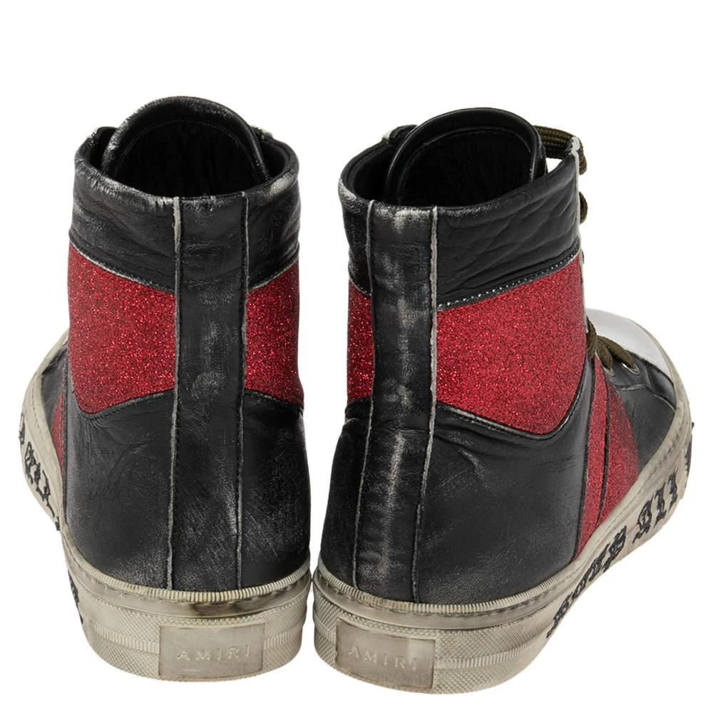 AMIRI Amiri Black/Red Glitter And Leather Sunset Lace High Top Sneakers Size 42 5