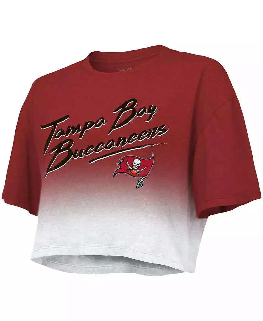 Majestic Women
s Threads Tom Brady Red, White Tampa Bay Buccaneers Drip-Dye Player Name and Number Tri-Blend Crop T-shirt 2