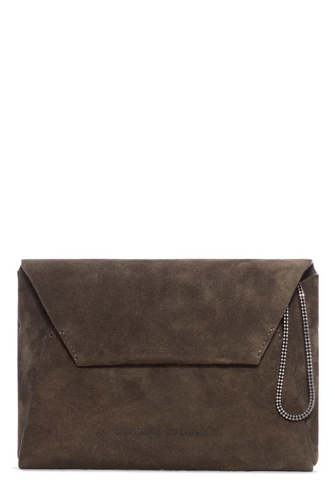 Brunello Cucinelli Bc duo clutch bag in suede with monili