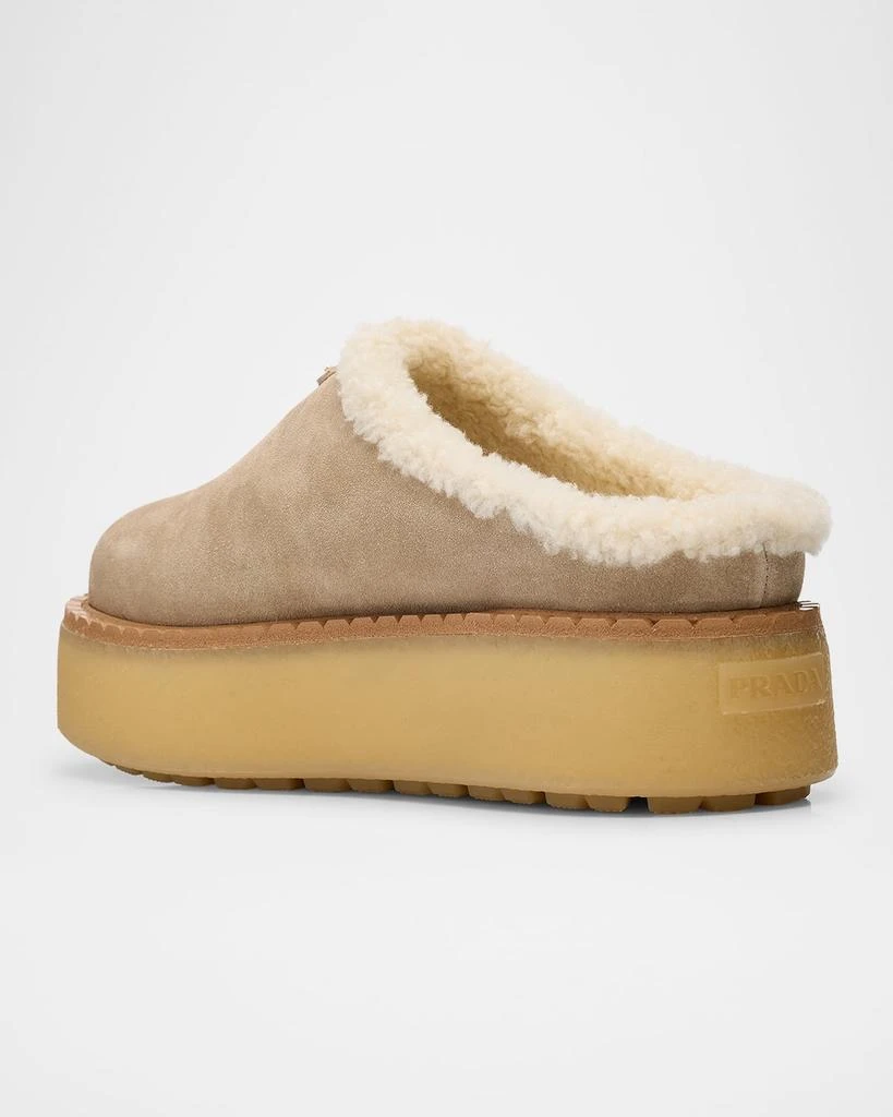 Prada Suede Shearling Cozy Platform Mules 4