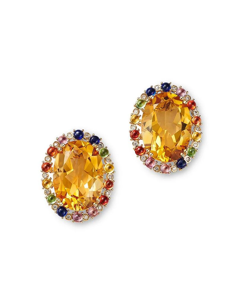 Bloomingdale
s Fine Collection Multi Gemstone 
Diamond Oval Stud Earrings in 14K Yellow Gold 1
