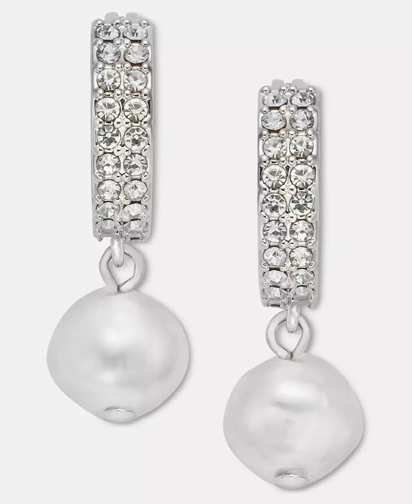 Givenchy Imitation Pearl Charm Pavé Hoop Earrings