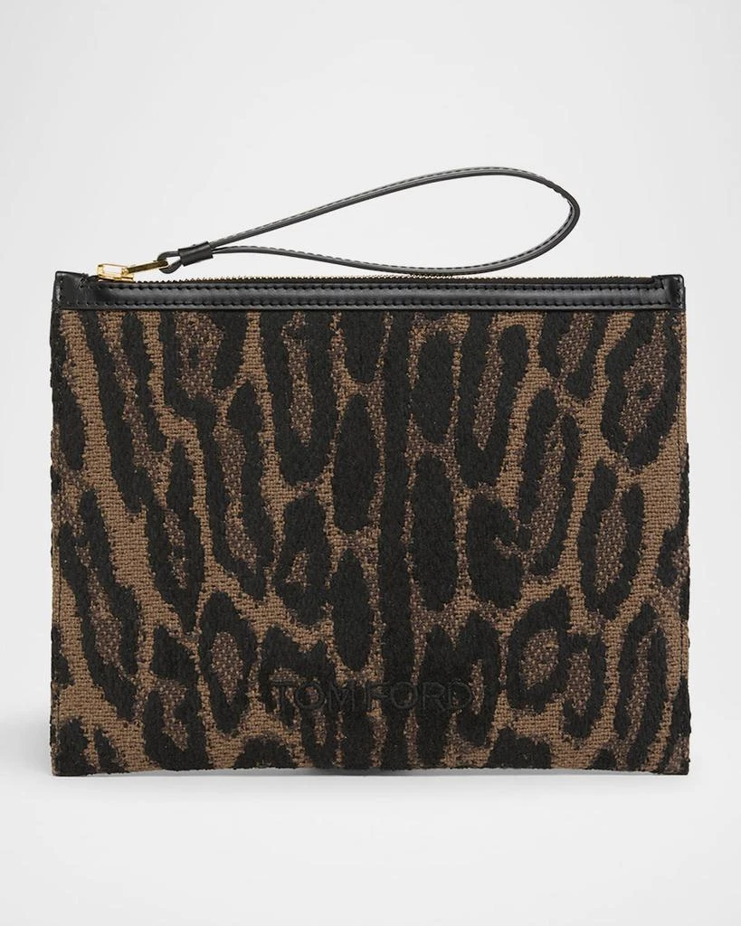 Tom Ford Wristlet Pouch Bag in Jacquard and Calf Leather 1
