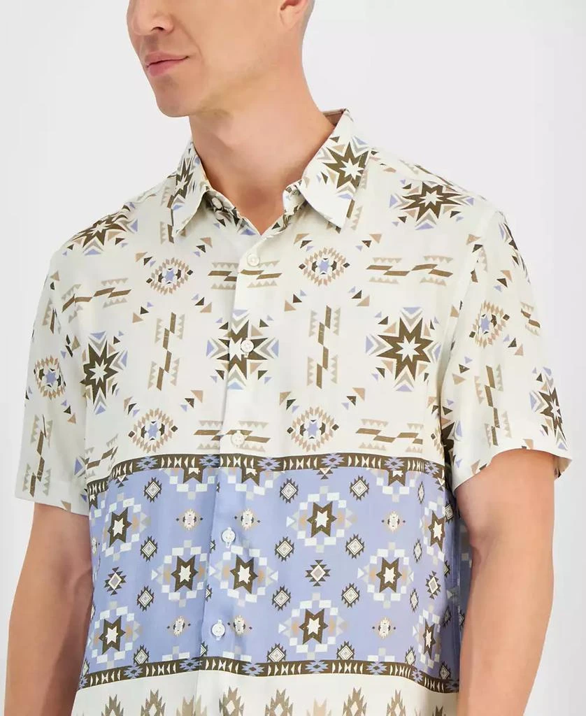 GUESS Men's Santa Fe Relaxed Fit Short Sleeve Button-Front Aztec Shirt 3