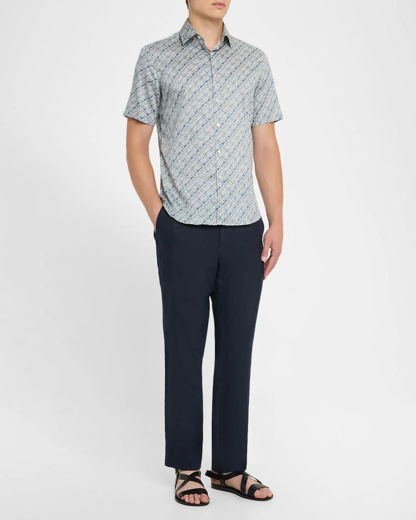 Canali Men
s Printed Cotton Short-Sleeve Shirt 2