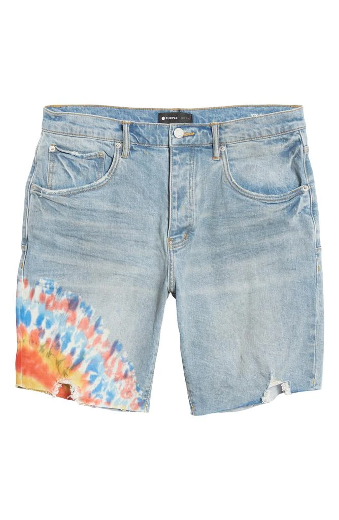 Purple Brand PURPLE Tie Dye Raw Hem Denim Shorts 5