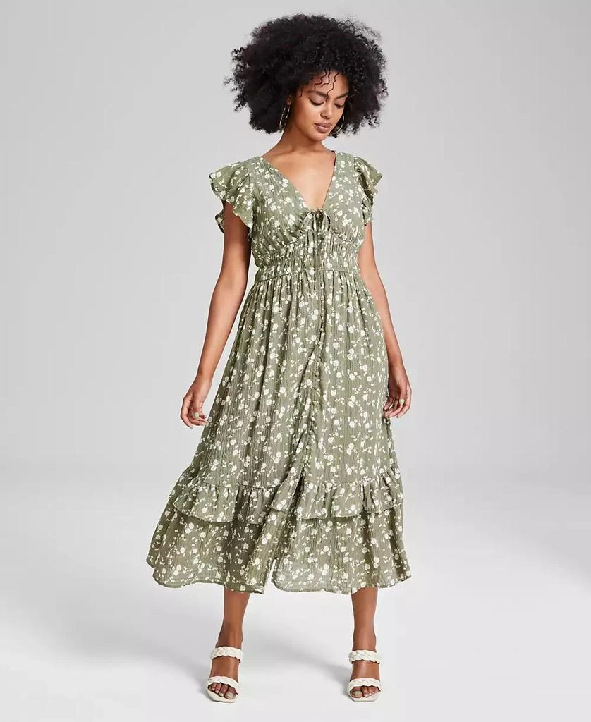 Button Front Tiered Ruffle Dress main image 1