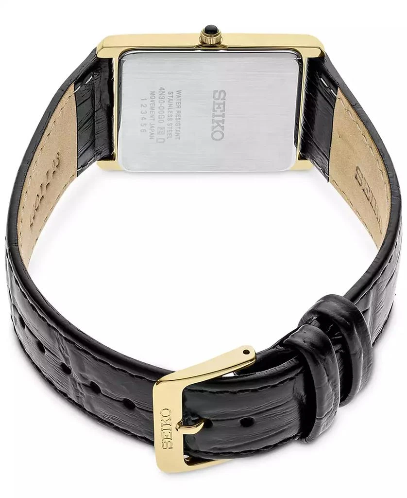 Seiko Men's Essentials Black Leather Strap Watch 28mm 3