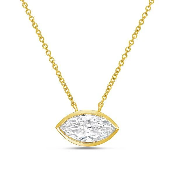 Diana M Jewels 14kt yellow gold lab grown east west marquise bezel pendant weighing 8.00 ct
