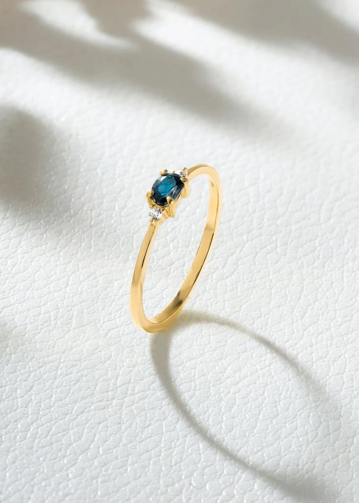 Tiramisu 14K Gold Plated Over 925 Sterling Silver London Blue Topaz Elegant Engagement Ring 4