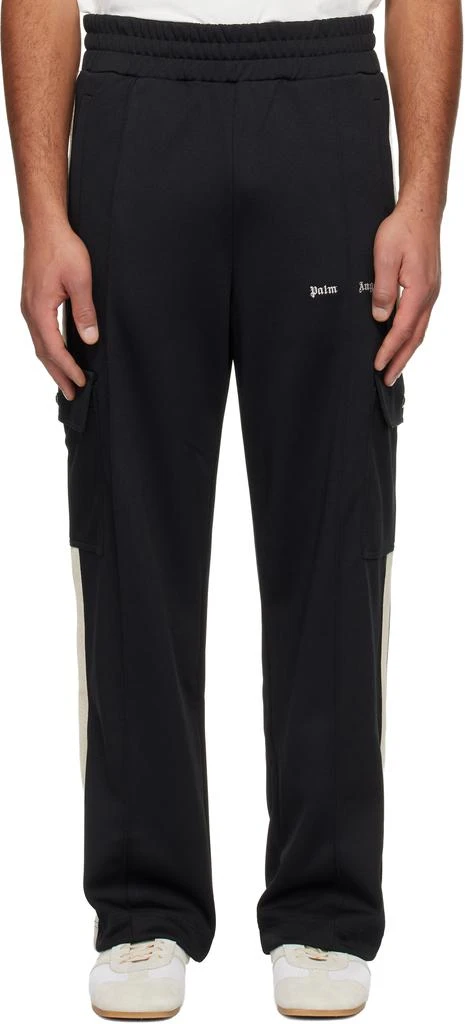 Palm Angels Black Classic Logo Cargo Track Pants 1
