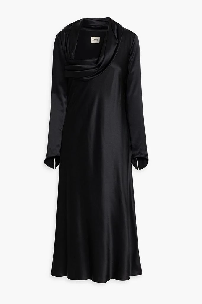 khaite satin dress Khaite Nirva Open-Back Pleated Satin Bias Maxi Dress
