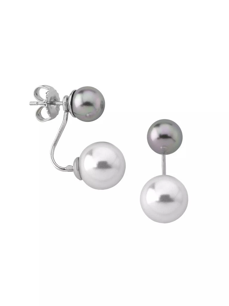 Majorica Jour Rhodium-Plate & Faux Pearl Convertible Stud Earrings 1