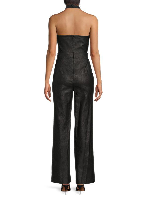 BCBG ​Halter Button-Front Stretch Jumpsuit