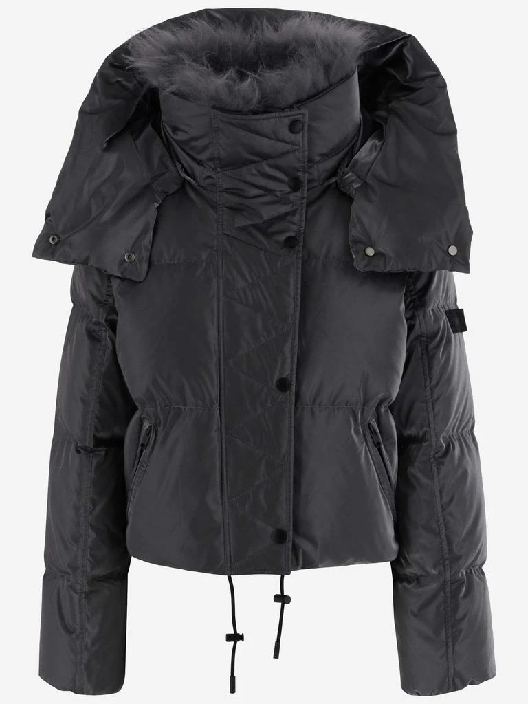 Yves Salomon Shiny Technical Fabric Down Jacket With Lambswool Collar Profile 1