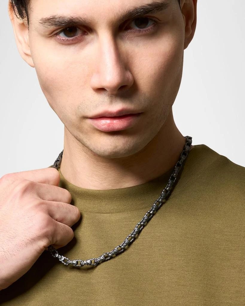 Marco Dal Maso Men
s Ulysses Oxidized Sterling Silver Box Chain Necklace, 24.5"L 2