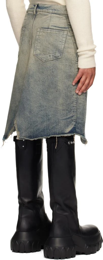 Rick Owens Blue Concordians Slivered Denim Midi Skirt 3