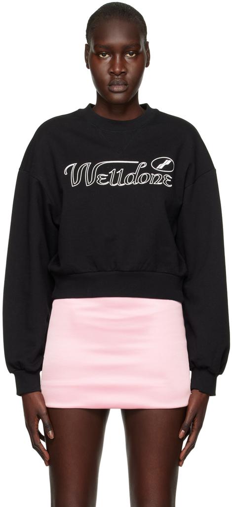 We11done Black Cropped Sweatshirt