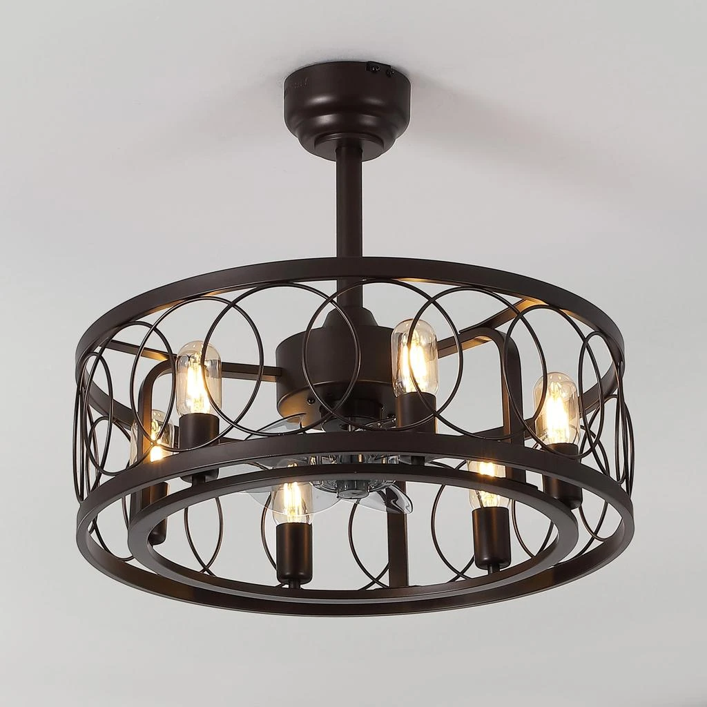 JONATHAN Y Celeste 6-Light Industrial LED Ceiling Fan, Metal, App/Remote, Caged Design 1