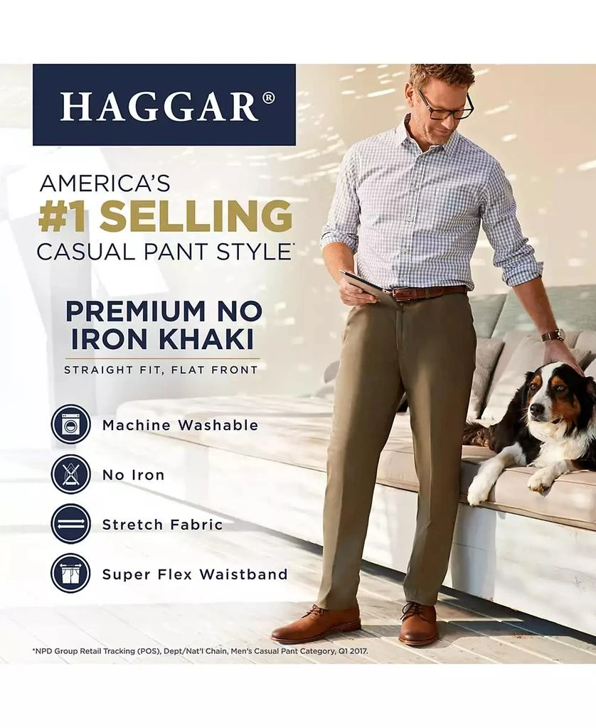 Haggar Men’s Premium No Iron Khaki Straight-Fit Stretch Flat-Front Pants 6