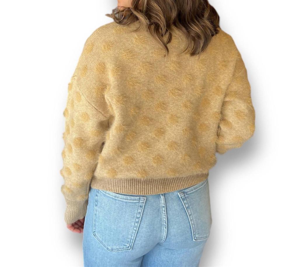Woven Heart Spot On Sweater In Camel