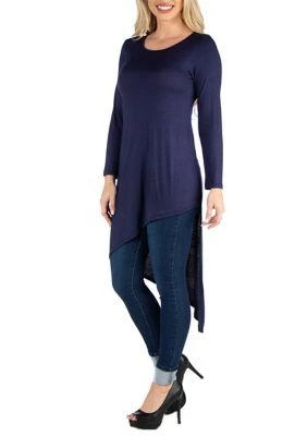24seven Comfort Apparel Comfort Apparel Womens Full Length Long Sleeve Asymmetric Hem Top 3