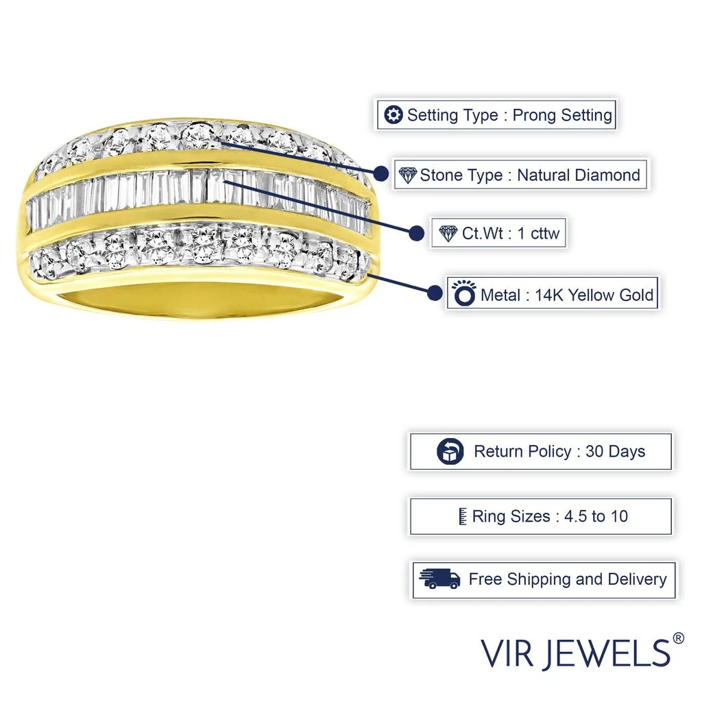 Vir Jewels 1 cttw Diamond Wedding Band 14K Yellow Gold Bridal Engagement Ring 6