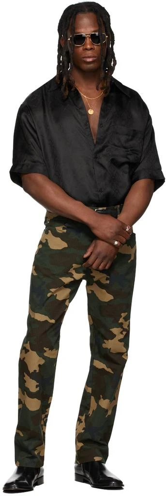 LU'U DAN SSENSE Exclusive Green Camo Straight-Leg Jeans 5